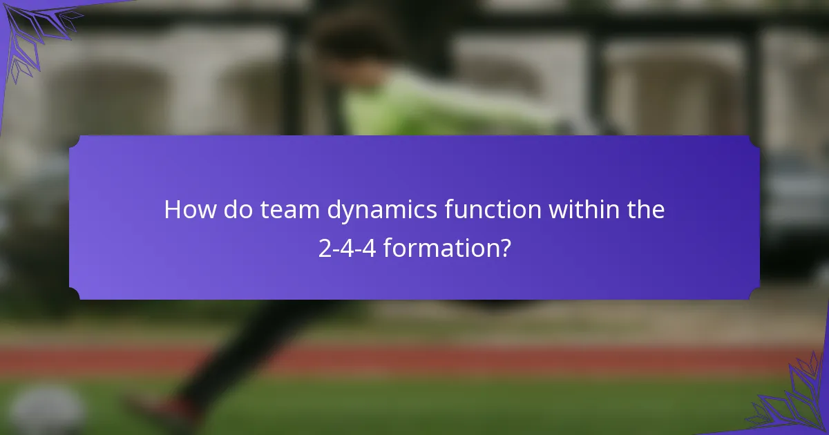 How do team dynamics function within the 2-4-4 formation?